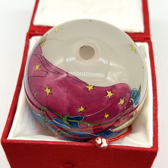 VTG Bill Yee 1990 Christmas Ornament Reverse Hand Painted Angel 3” Blown Glass - Picture 8 of 12